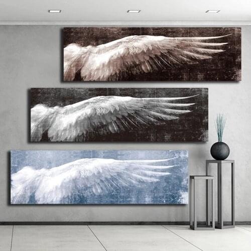 Angel Wings Black and White Mural Poster HD Pictures Printed on Canvas Interior Childrens Room Bedroom Wall Decoration Art