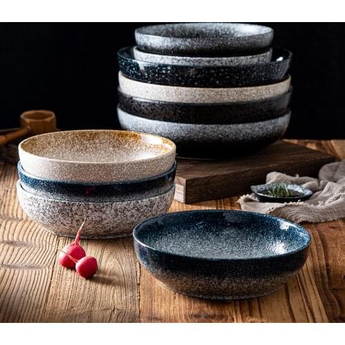 Japanese style deep dish dish family western style steak noodle dish ceramic steamed fish dish large round deep dish flat dish
