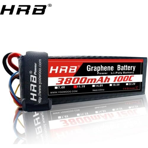 HRB RC lipo battery 2S 3S 4S 5S 6S 3800mah 120C Graphene Battery 7.4V 11.1V 14.8V 18.5V 22.2V Lipo for 1/8 1/10 1/12 RC Cars trx