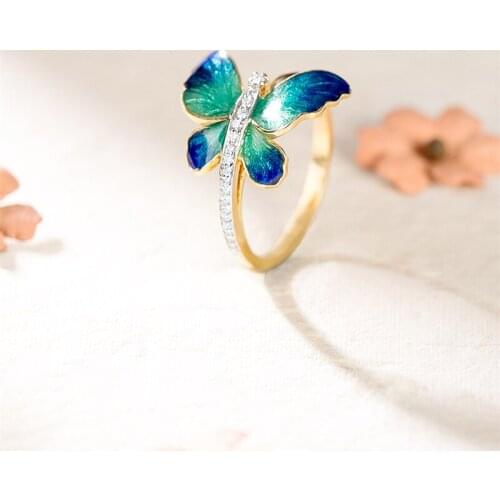 Fashion Aesthetic Creative Butterfly Wing Ring Personality Charm Gift Woman Birthday Jewelry Wholesale
