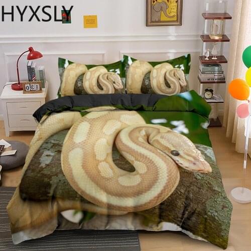 3D Snake Printed Quilt Duvet Cover Set Animal Pattern Print Bedding Sets Luxury Bedclothes 2/3pcs Single Double King Queen Size