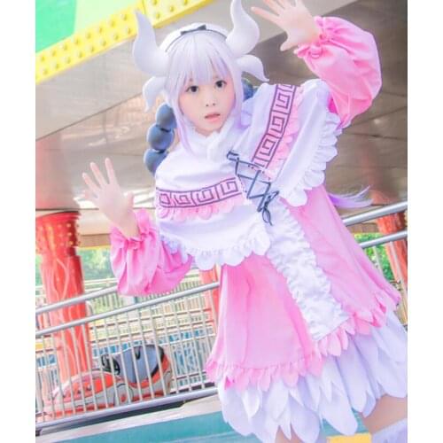 Miss Kobayashis Dragon Maid Kanna Kamui Cosplay Costume Maid Uniforms full set dress with wig and accessories Cosplay Costume