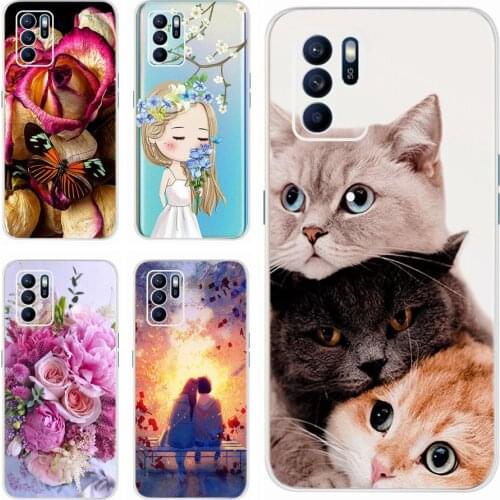 Cute Cat Cartoon Cover For Oppo Reno 6Z Case Reno6 Z Soft Slim Silicone New Fashion Painted Phone Cases For Oppo Reno 6 Z Reno6Z