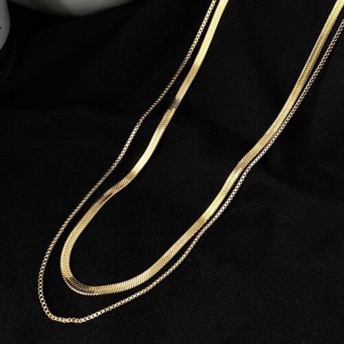 Fashion Simple Double-layered Snake Chain Necklace for Women Vintage Gold Color Choker Necklace Party Jewelry Gift