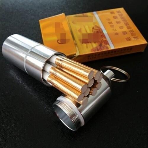 Fashion Aluminum Alloy Cigarette Holder Capsule Case Waterproof Pill Toothpick Holder Key Ring