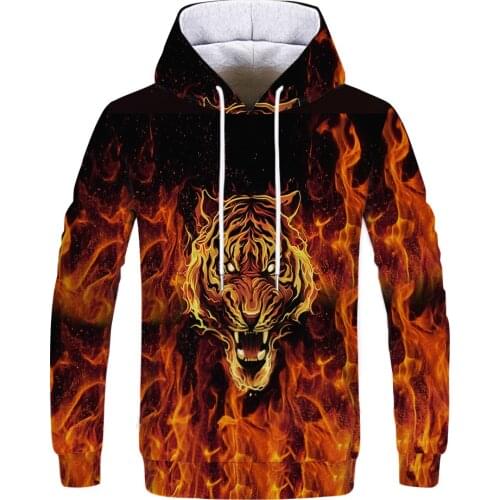 Autumn Flame hoodie tiger dragon 3D Printed Men sweatshirt casual Harajuku Pullover funny animal streetwear Quality hoodies Top