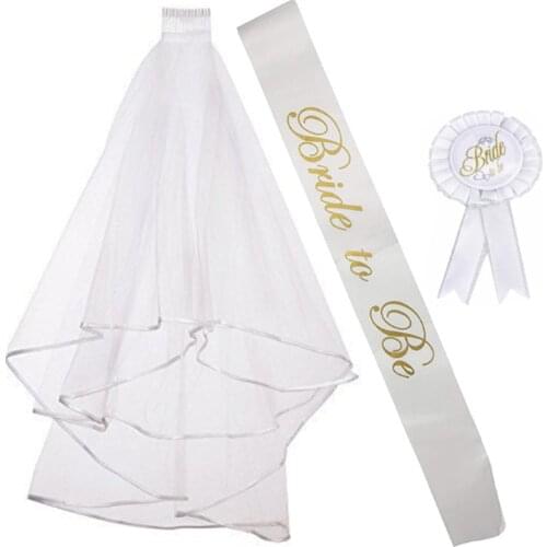4pc/set Wedding Decoration Bride To Be Veil Suit Team Bride Gift Single Party Hen Party Bride Shower Party Decoration Supplies-E