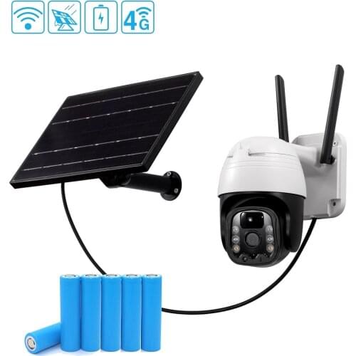 4G LTE IP Camera WiFi Solar Panel Powered Video Security Surveillance Solar Battery Wireless Outdoor PTZ CCTV Waterproof 1080P