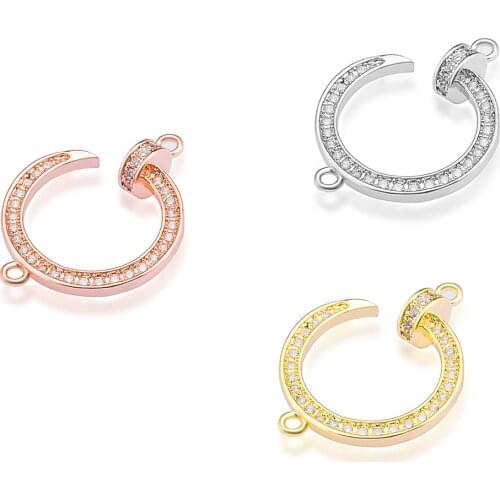 NEW Round Silver Crystal Inlaid Craftsmanship Exquisite Copper Jewelry Connector DIY Handicraft Necklace Bracelet Jewelry