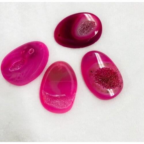 Wholesale Rose Red Chalcedony Agat e Geode Drusy Pendant,Fit Necklace,5pcs/lot Approx 50mm