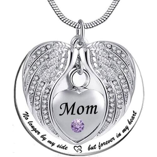 Unisex No Longer by My Side But Forever in My Heart Mom Cremation Ashes Urn Pendant Stainless Steel waterproof Necklace