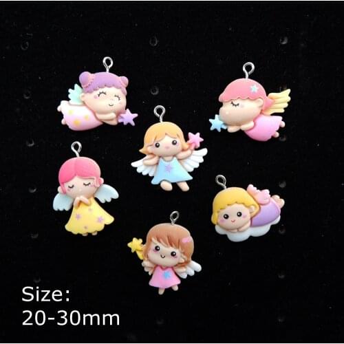 Cartoon Angel Charms Pendants Flat back Resin Cabochon for DIY necklace earring keyring Jewelry Making Accessories