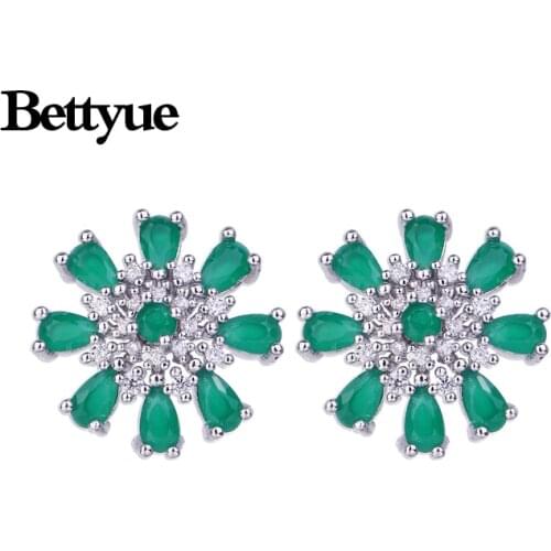 Bettyue Brand Fashion Charm Cute AAA Cubic Zircon Two Colors Flower Ear Studs Jewelry Earrings For Woman Wedding Party Gift