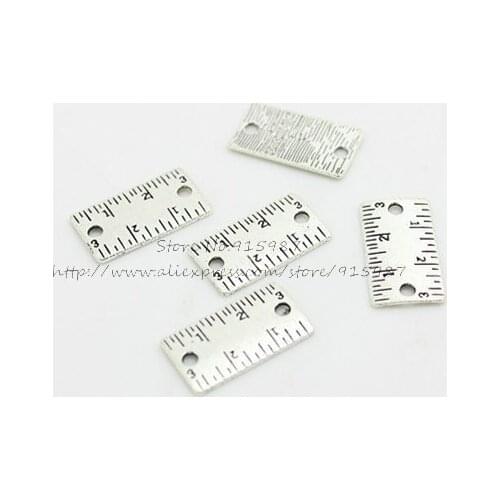 Sweet Bell 50pcs/lot 12*22mm Two Color Vintage Metal Alloy Diplopore ruler Charms Jewelry Connectors for Bracelets D0870