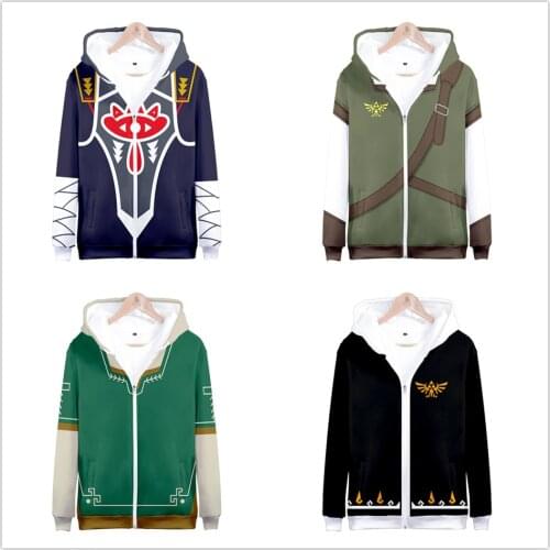 3 To 20 Years 3D Hoodies The Legend of Zelda Printed Hoodie Kids Men Women Cosplay Costume Casual Zipper Sweatshirt