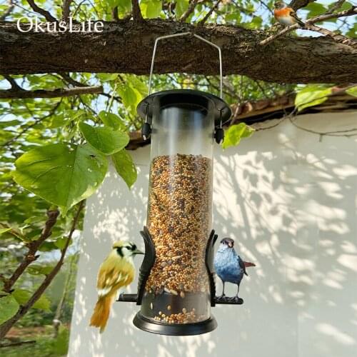 Outdoor Bird feeder Tree Hanging Automatic fodder container feeder PVC metal and plastic bird Garden Parrot Pet Feeder