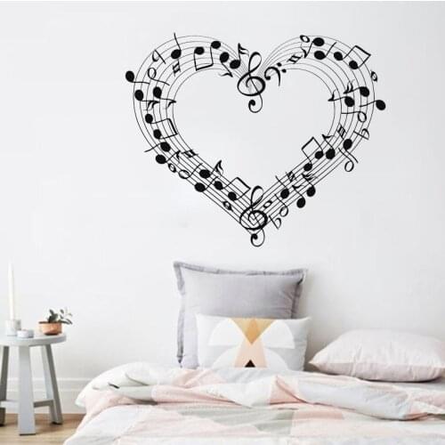 Sheet Music Wall Sticker Note Vinyl Decal Personalized Love Heart Home Decor Creative Bedroom Living Room Decoration Musician