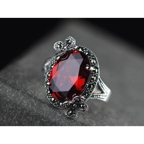 S925 Pure Silver Jewelry delicateness Hand Jewelry Lady Thai Silver Lacquer Pomegranate Red Ring