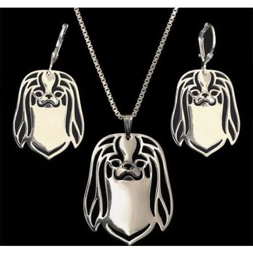 Womens Metal Dog Jewelry Set Lovers Alloy Japanese Chin Jewelry Set