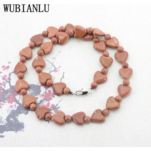 WUBIANLU Natural Starry Sky Stone Golden San Dstone Beads Necklace Women In Chain Necklaces Seasonal Clothing Charming Jewelry