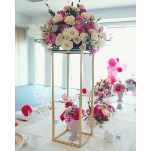 Gold Flower Vase Metal flower stand Table Centerpiece 10pcs/lot fast delivery free shipping