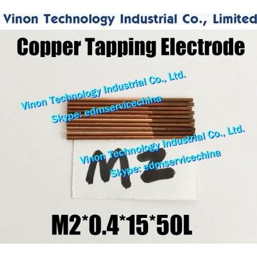 10pcs/lot) M2 Copper Orbiting Tapping Electrode without hole M2*0.4*15*50mm for EDM spark, edm copper threading electrode M2