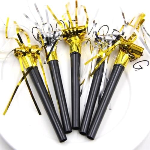 10pcs Gold Silvers Tassel Party Props Noise Maker Birthday kids Childrens Day Toy Whistle