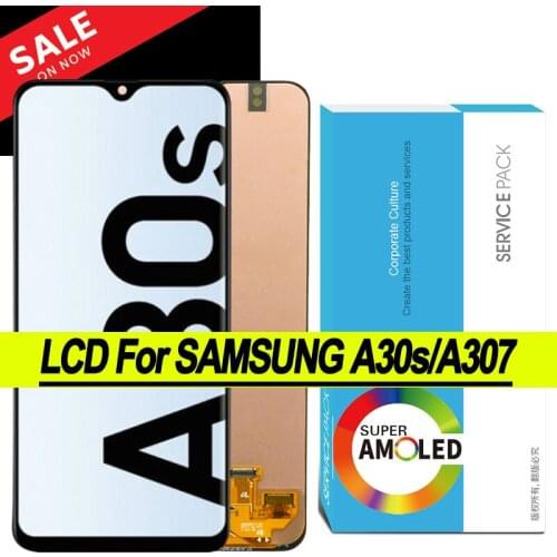 100% Original 6.4'' Super AMOLED Display for Samsung A30s A307F A307 A307FN LCD Touch Screen Digitizer Assembly Repair Parts