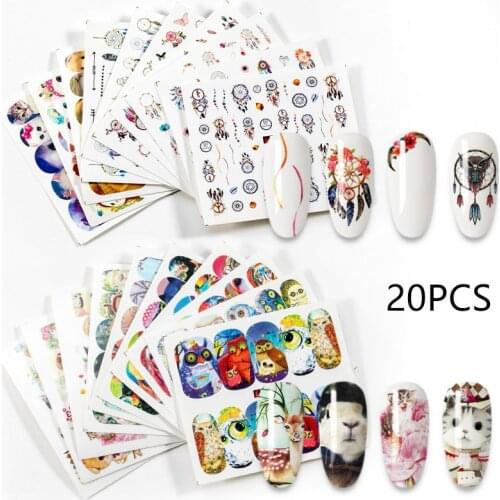 20 nail stickers cute cartoon transfer nail paste cartoon cat Butterfly Tattoo manicure