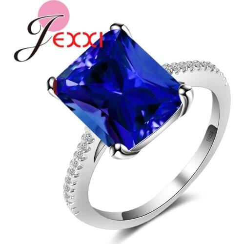 4 Color Option Vintage Wedding Ring Square Shape Top Quality 925 Sterling Silver Jewelry Big CZ Crystal Ring for Women