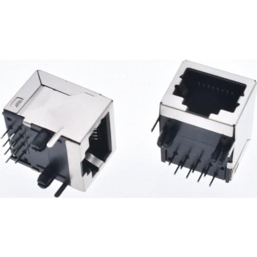 50pcs/lot 56-8P8C Female Right Angle PCB Board Jack Connector side-entry RJ45 connector Jacks 18.5mm length