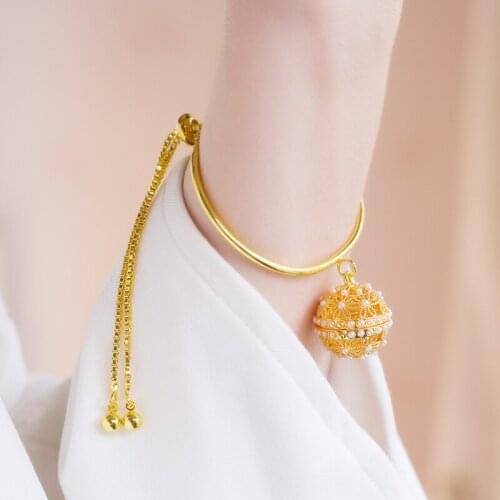 Antique Style Chinese Clothing Hollow out Pearl Sachet Adjustable Bracelet Chinese- Style Palace Bracelets Vintage Accessories