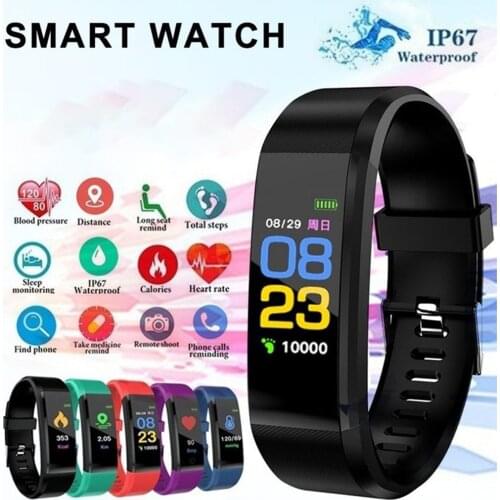 Bluetooth Smart Bracelet 115 Plus Smart Watch Bracelet Waterproof Blood Pressure Pedometer Sports Wristband Watch