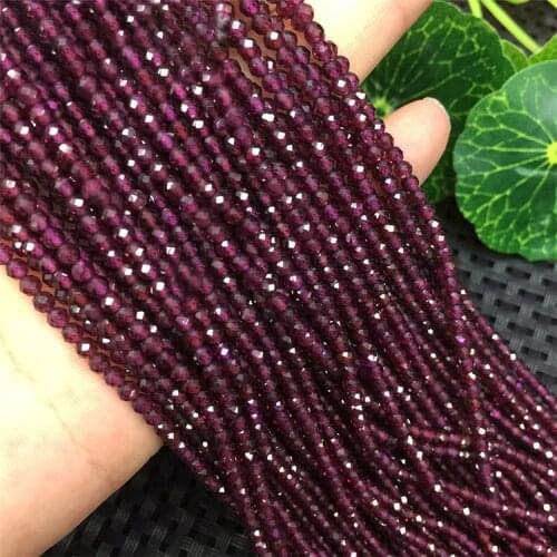 1 Strand Natural Genuine High Quality Purple Garnet Hand Cut Faceted Round Loose Small Beads 2mm 3mm 4mm 15"