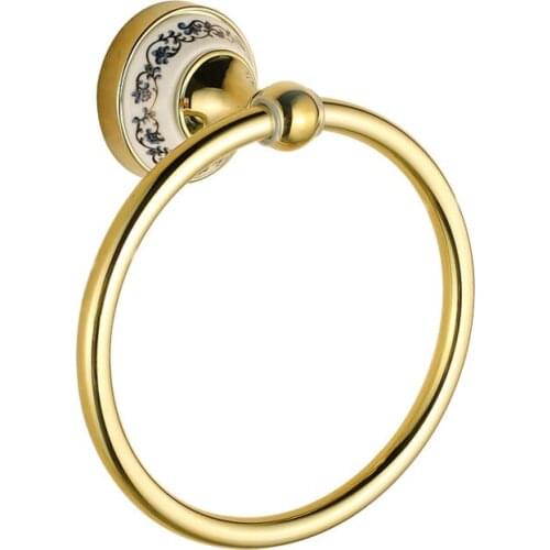 Stainless Steel Ring Wall-mounted Blue And White Porcelain Chrome-plated Towel Ring Towel Rack Bathroom Accessories For Bathroom