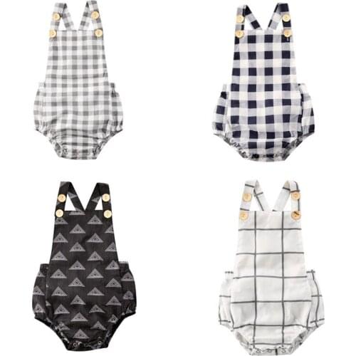 Citgeett Summer 0-24M Newborn Baby Girl Checked Sleeveless Overall Ruffle Jumpsuit Bodysuit Outfit Clothes