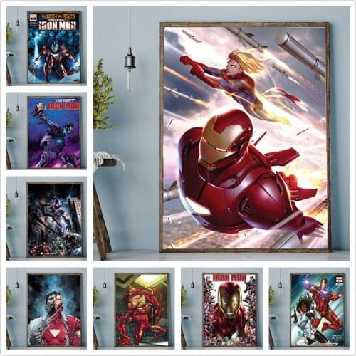 Marvel Superhero Iron Man Comic Poster Classic Avengers Canvas Painting Wall Art Dormitory Bedroom Home Decoration Aesthetics