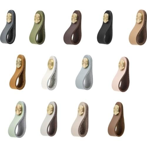 N0HB Leather Knobs European Retro Furniture Drawer Furniture Knob Door Handle Home Door Handle Knob Cowhide Leather Pull