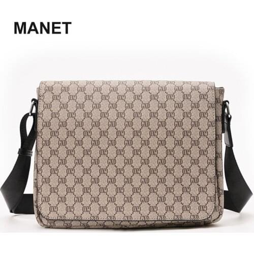 MANET Leather Mens Shoulder Bag Luxury Brand Crossbody Bags Vintage Designer Messenger Bag Large Capacity Briefcase Fashion