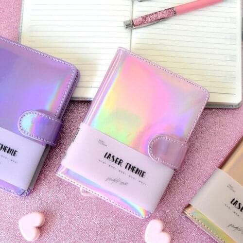 Cute Laser Notebook Notepad Pink Kawaii Planner Scrapbook Gift Soft Cover Creative School Supplies 2019 Journal Diary
