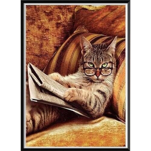 Animal Cut Cat DIY Cross Stitch Embroidery 11CT Kits Needlework Craft Set Cotton Thread Printed Canvas Home Wholesale