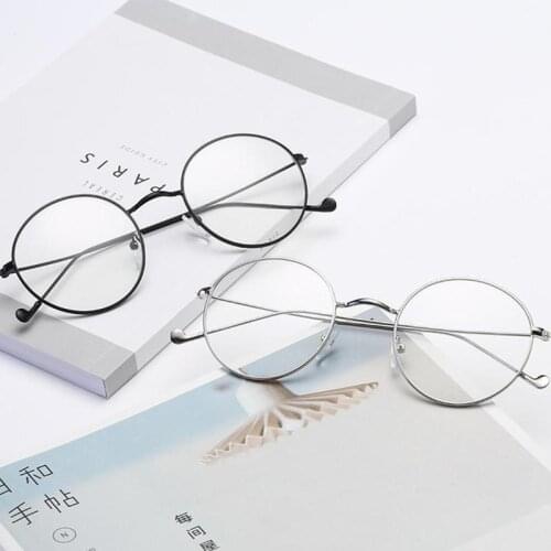 Vintage Round Glasses for Women Men Vintage Classic Metal Flat Mirror Optical Spectacles Frame Unisex Vision Care Eyeglasses