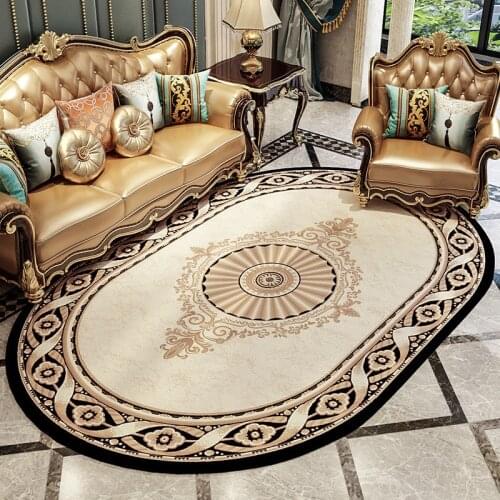 European Palace Oval Living Room Carpet Home Decor Bedroom Carpet Thick Polypropylene Rug Sofa Coffee Table Area Rugs Floor Mat