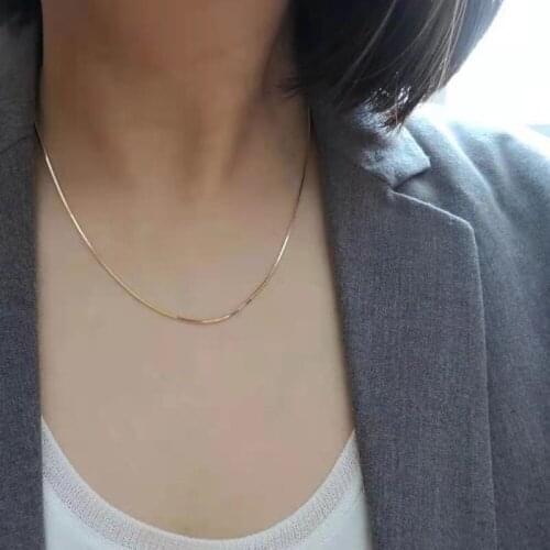 Stainless Steel Gold Silver Plated Round Thin Snake Chain Necklace Women 1/1.5/2.5mm Width Length 55cm Jewelry Drop Shipping