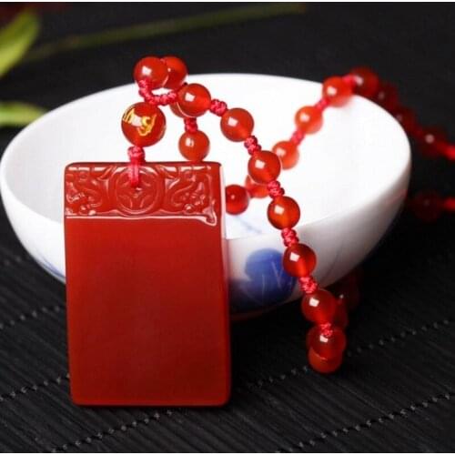 Wholesale Red Agate Pendant Mens Red Agate Pixiu Safe Necklace Men And Women Sweater Chain Gift