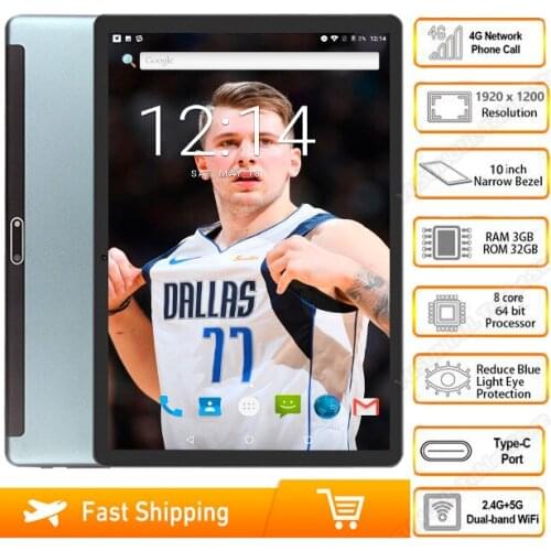 Google play Android 9.0 Pie OS 2.5D Glass 1920*1200 IPS10 inch 3G 4G Dual SIM Cards 3GB RAM 32/64GB ROM Phone Call Tablet PC