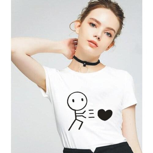 Love Confession Funny Pattern Printing Womens T-shirt Casual Harajuku Tees Summer Street Plus Size Cotton Couple Tops T-shirts
