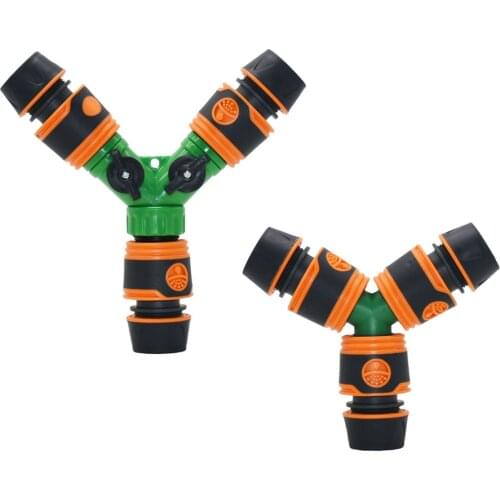 1/2 3/4 Inch 3-Way Water Splitter Y Garden Tap 16mm 20mm Garden Hose Quick Connector Irrigation Valve 1Set