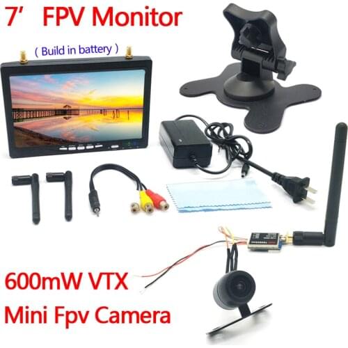 FPV System Wide Voltage 5.8G 40CH 600mw transmitter and mini fpv camera with 7 Inch TFT LCD Screen IPS FPV Monitor for RC Drone