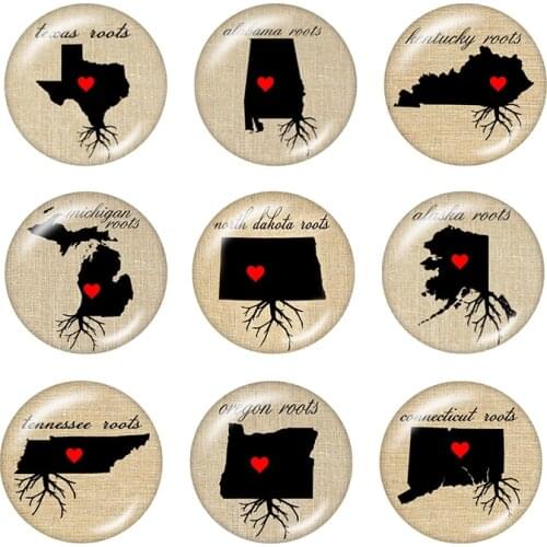 U.S. State love 10pcs mixed 12mm/18mm/20mm/25mm Round photo glass cabochon demo flat back Making findings S4270